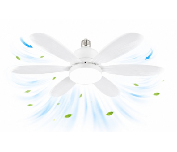 Wentylator sufitowy LED E27 z pilotem – 40W | 6 składanych łopatek | Timer