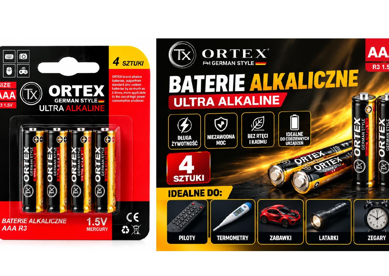 Baterie alkaliczne ORTEX AA/LR6 – 4 szt.