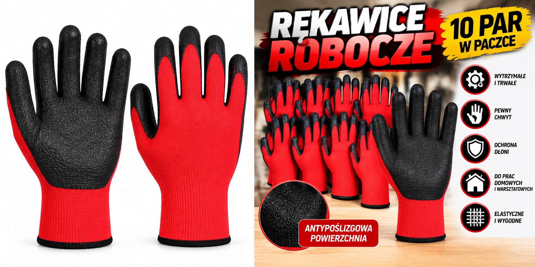 Rękawice robocze – 10 par