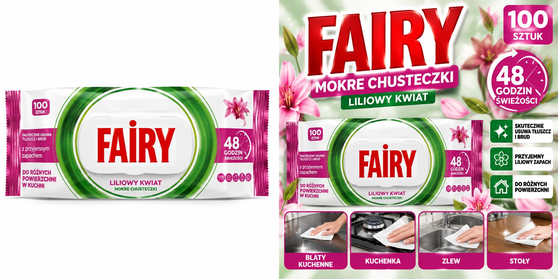 🧻 Chusteczki nawilżane Fairy – 48 sztuk