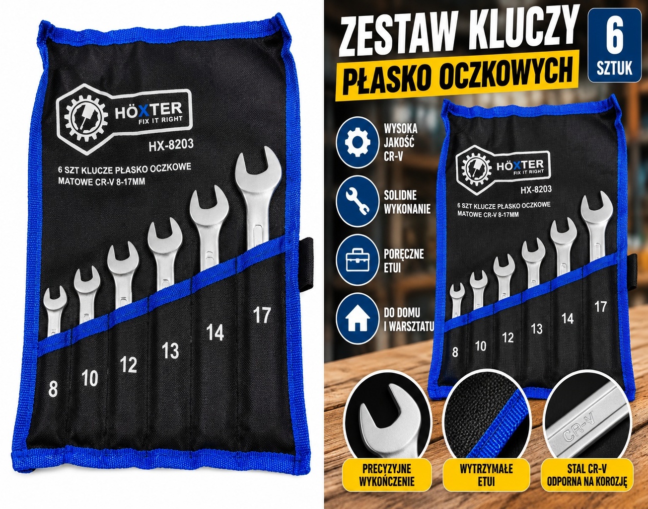 Zestaw kluczy płaskooczkowych 6 elementów