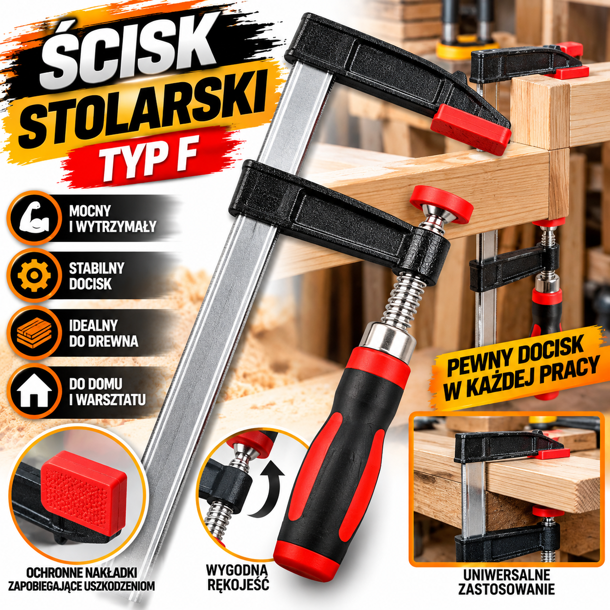 Ścisk stolarski Typ F